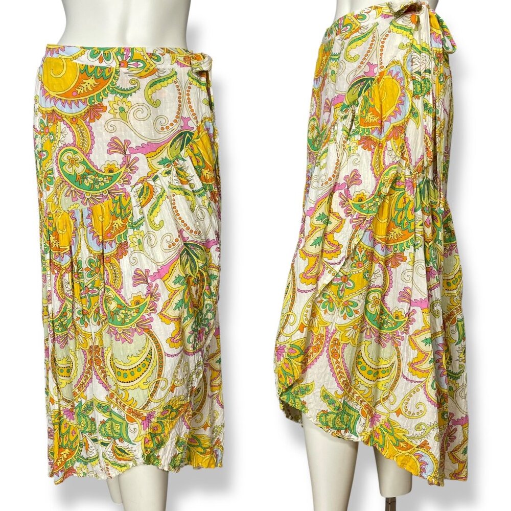 Haute Hippie Wrap Skirt Asymmetrical Floral Size Small Boho‎ Flower Child Hippie